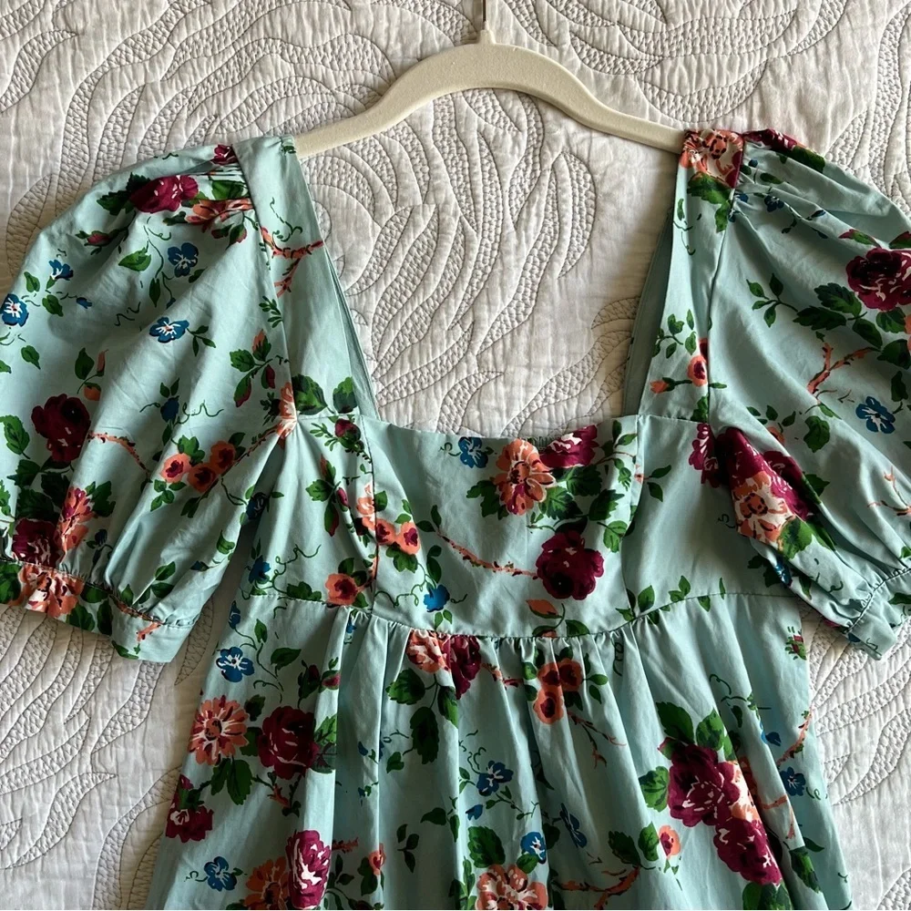 Urban Outfitters x Laura Ashley - Penelope Babydoll Mini Dress - Blue - Picture 12 of 14